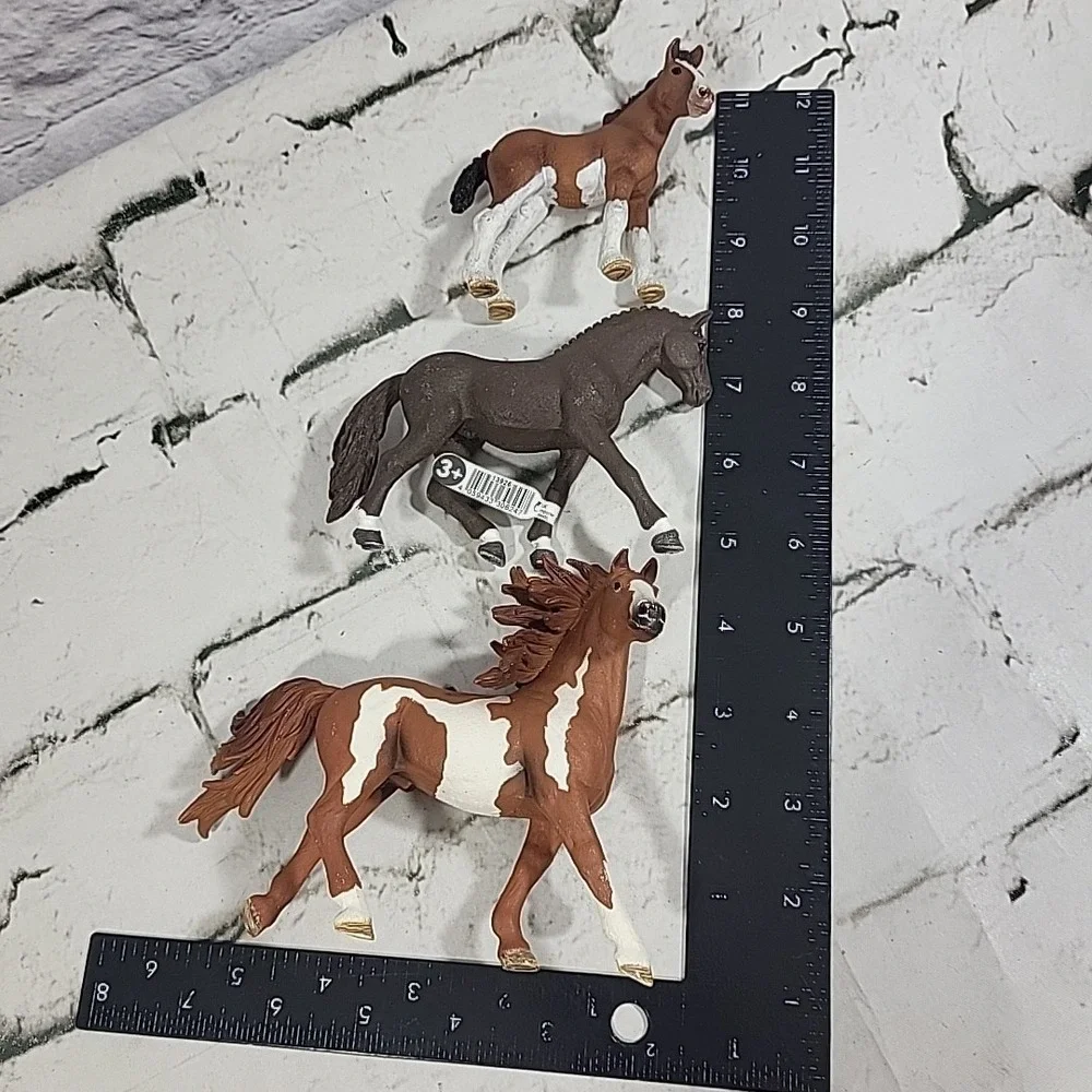 Schleich Horse Figures Lot Of 3 Pinto Stallion‎ Clydesdale Foal Riding Pony